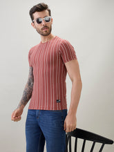 Men's Structured Striped Half Sleeves Regular Fit T-Shirt
